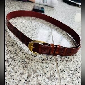 DEVECCHI Animal Print Brown Burgandy Belt with Gold Buckle